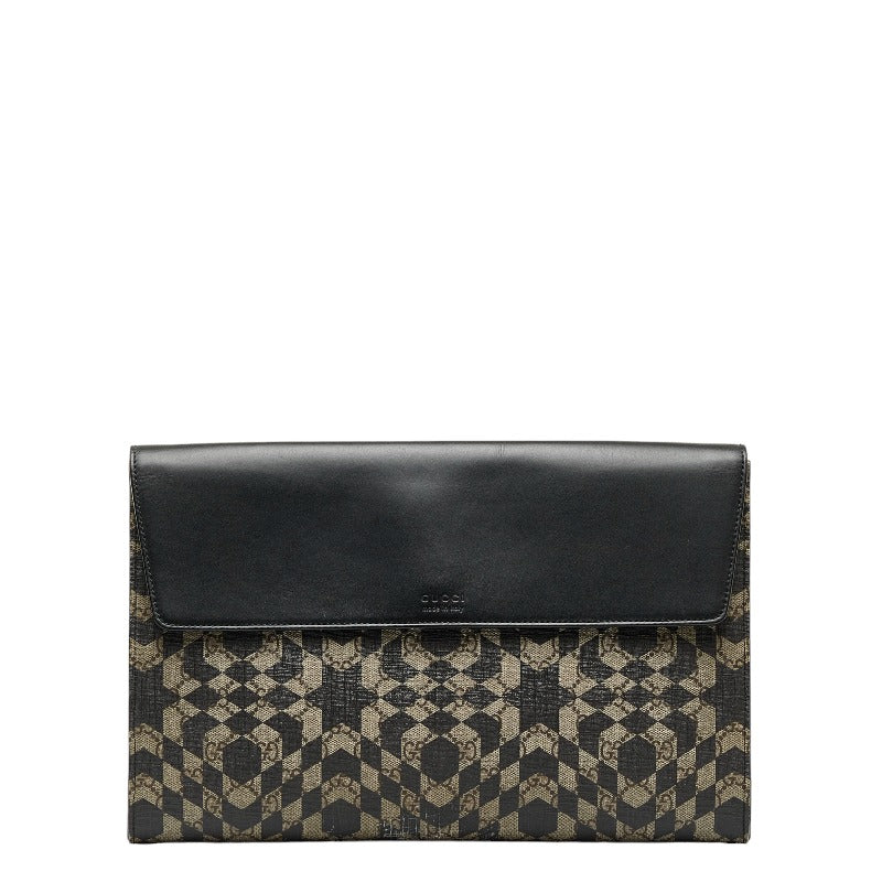 グッチ GGスプリーム カレイドスター クラッチバッグ セカンドバッグ 406725 ベージュ ブラック PVC レザー メンズ GUCCI 【中古】