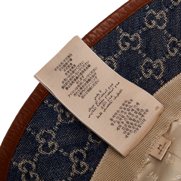 グッチ GGキャンバス バケットハット 576371 ブルー ブラウン キャンバス コットンデニム レザー メンズ GUCCI 【中古】