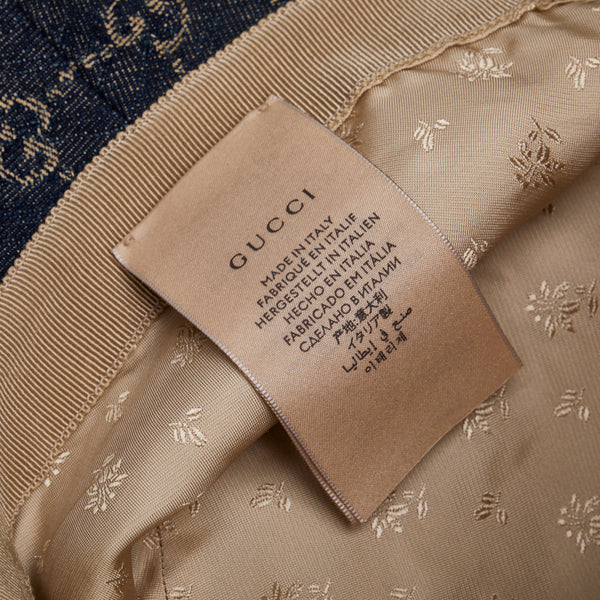 グッチ GGキャンバス バケットハット 576371 ブルー ブラウン キャンバス コットンデニム レザー メンズ GUCCI 【中古】