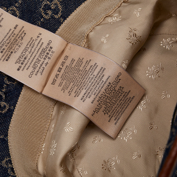 グッチ GGキャンバス バケットハット 576371 ブルー ブラウン キャンバス コットンデニム レザー メンズ GUCCI 【中古】