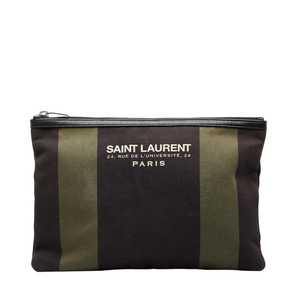 サンローラン クラッチバッグ セカンドバッグ 414764 ブラック カーキ キャンバス メンズ SAINT LAURENT 【中古】