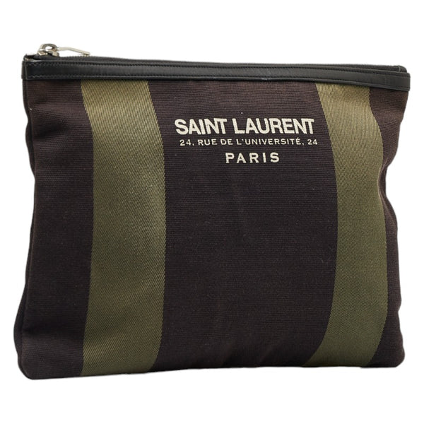 サンローラン クラッチバッグ セカンドバッグ 414764 ブラック カーキ キャンバス メンズ SAINT LAURENT 【中古】