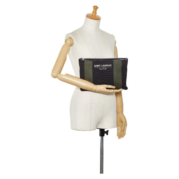 サンローラン クラッチバッグ セカンドバッグ 414764 ブラック カーキ キャンバス メンズ SAINT LAURENT 【中古】