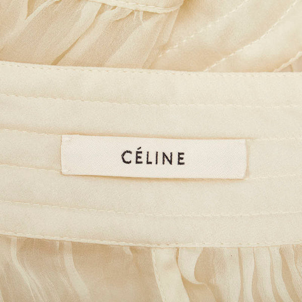 セリーヌ フィービー期 シフォン ジップアップ ブルゾン ジャケット ホワイト シルク レディース CELINE 【中古】