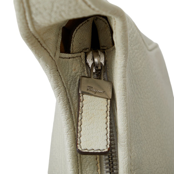 サルヴァトーレフェラガモ ヴァラ ハンドバッグ ワンショルダーバッグ AU21-0734 ホワイト レザー レディース Salvatore Ferragamo 【中古】