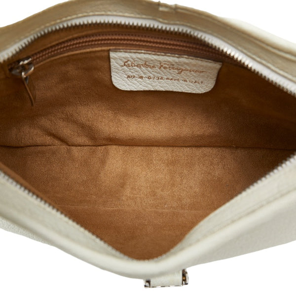 サルヴァトーレフェラガモ ヴァラ ハンドバッグ ワンショルダーバッグ AU21-0734 ホワイト レザー レディース Salvatore Ferragamo 【中古】