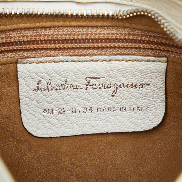 サルヴァトーレフェラガモ ヴァラ ハンドバッグ ワンショルダーバッグ AU21-0734 ホワイト レザー レディース Salvatore Ferragamo 【中古】