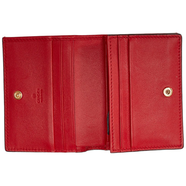 グッチ GGアップル 二つ折り財布 コンパクトウォレット 624641 ベージュ レッド PVC レザー レディース GUCCI 【中古】