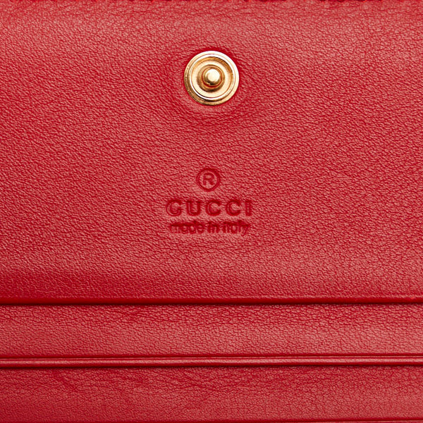 グッチ GGアップル 二つ折り財布 コンパクトウォレット 624641 ベージュ レッド PVC レザー レディース GUCCI 【中古】