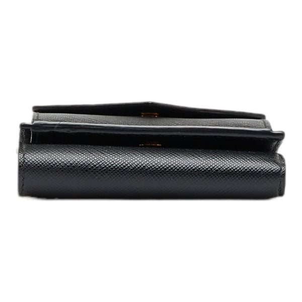 プラダ 三つ折り財布 コンパクトウォレット ブラック レザー レディース PRADA 【中古】