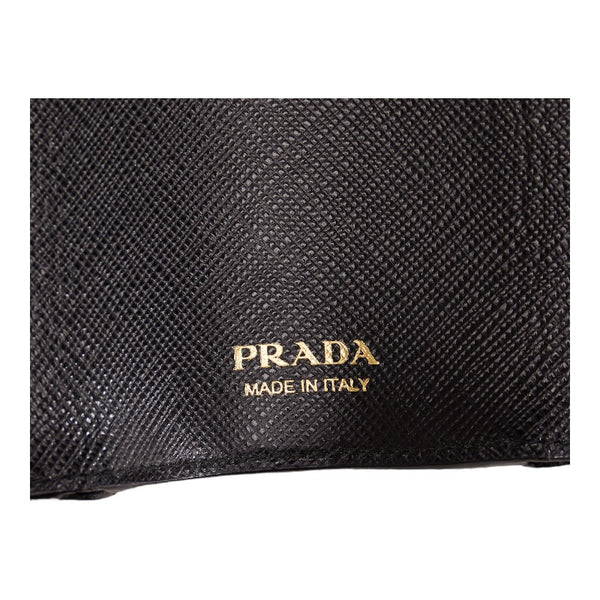 プラダ 三つ折り財布 コンパクトウォレット ブラック レザー レディース PRADA 【中古】
