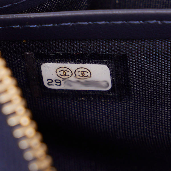 シャネル ドーヴィル 長財布 ブルー ネイビー キャンバス レザー レディース CHANEL 【中古】