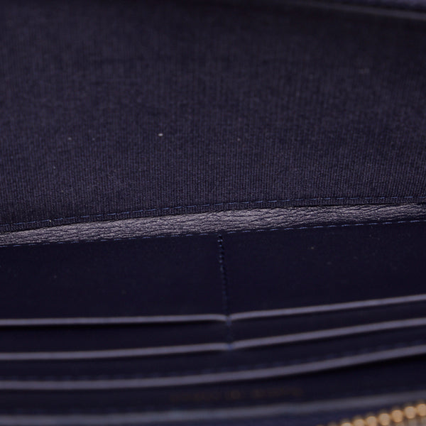 シャネル ドーヴィル 長財布 ブルー ネイビー キャンバス レザー レディース CHANEL 【中古】