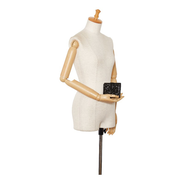 シャネル アイコンライン ココマーク 二つ折り財布 ブラック エナメル レザー レディース CHANEL 【中古】