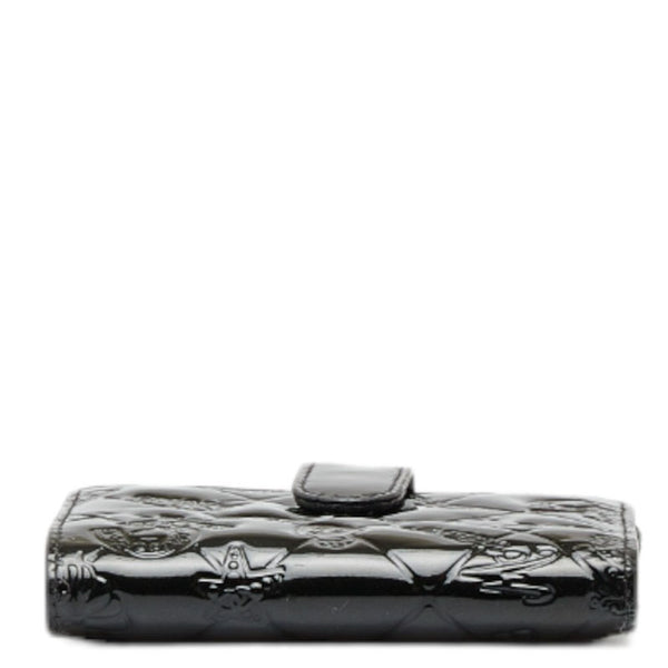 シャネル アイコンライン ココマーク 二つ折り財布 ブラック エナメル レザー レディース CHANEL 【中古】