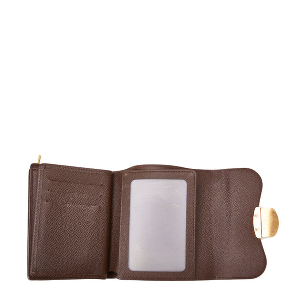 ルイ ヴィトン ダミエ ルトフォイユ ジョイ 二つ折り財布 L字ファスナー N60034 ブラウン PVC レザー レディース LOUIS VUITTON 【中古】