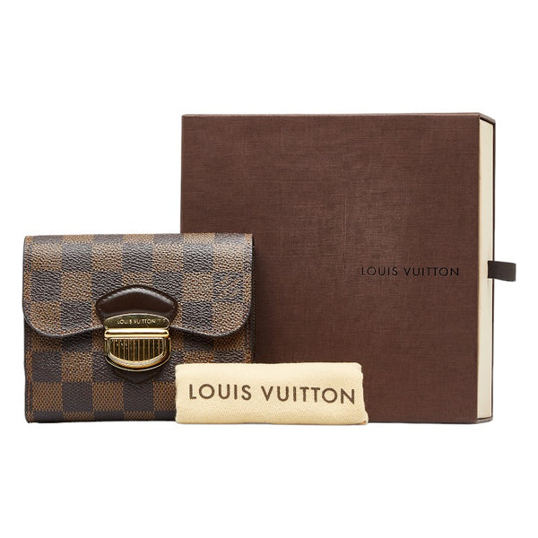 ルイ ヴィトン ダミエ ルトフォイユ ジョイ 二つ折り財布 L字ファスナー N60034 ブラウン PVC レザー レディース LOUIS VUITTON 【中古】