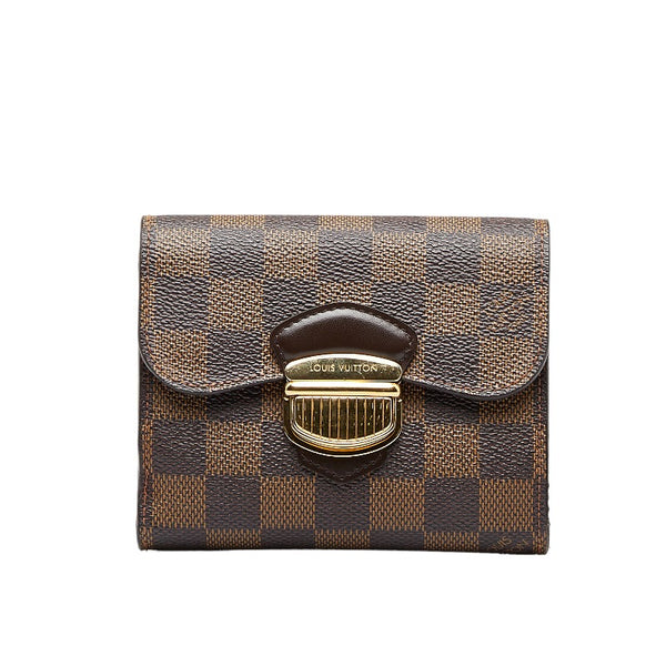 ルイ ヴィトン ダミエ ルトフォイユ ジョイ 二つ折り財布 L字ファスナー N60034 ブラウン PVC レザー レディース LOUIS VUITTON 【中古】