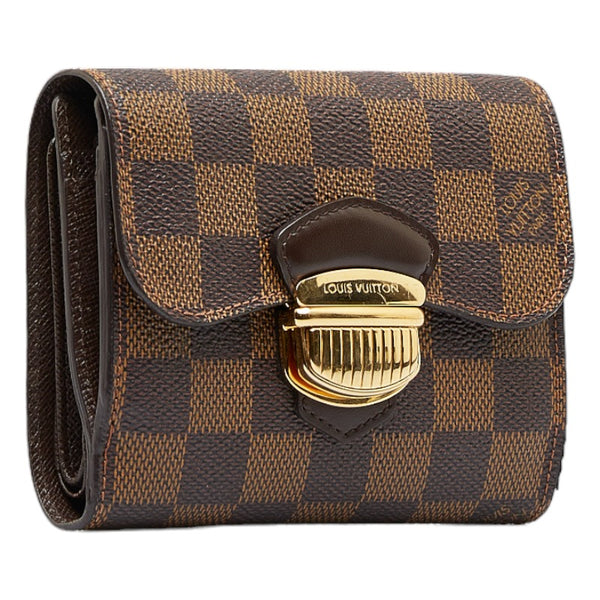 ルイ ヴィトン ダミエ ルトフォイユ ジョイ 二つ折り財布 L字ファスナー N60034 ブラウン PVC レザー レディース LOUIS VUITTON 【中古】
