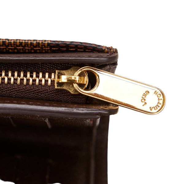 ルイ ヴィトン ダミエ ルトフォイユ ジョイ 二つ折り財布 L字ファスナー N60034 ブラウン PVC レザー レディース LOUIS VUITTON 【中古】