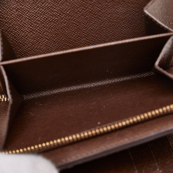 ルイ ヴィトン ダミエ ルトフォイユ ジョイ 二つ折り財布 L字ファスナー N60034 ブラウン PVC レザー レディース LOUIS VUITTON 【中古】