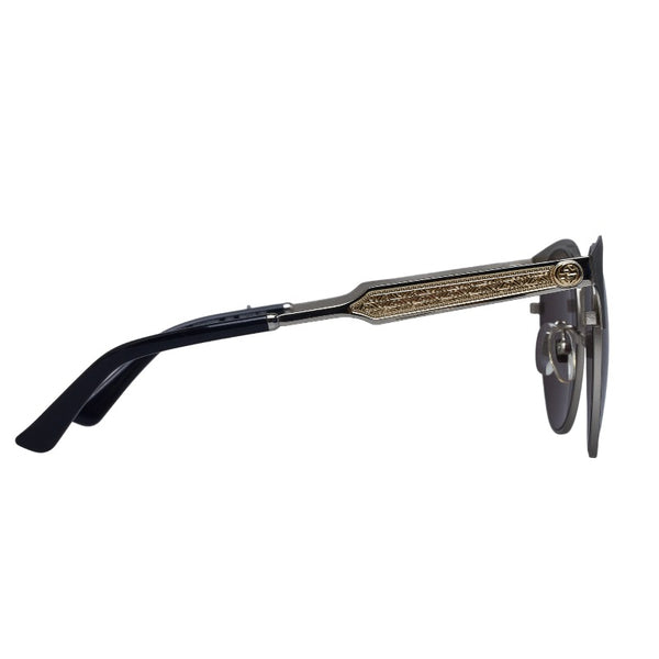 グッチ アジアンフィット ウェリントン型 サングラス GG0075SK 001 ブラック シルバー メタル プラスチック レディース GUCCI 【中古】