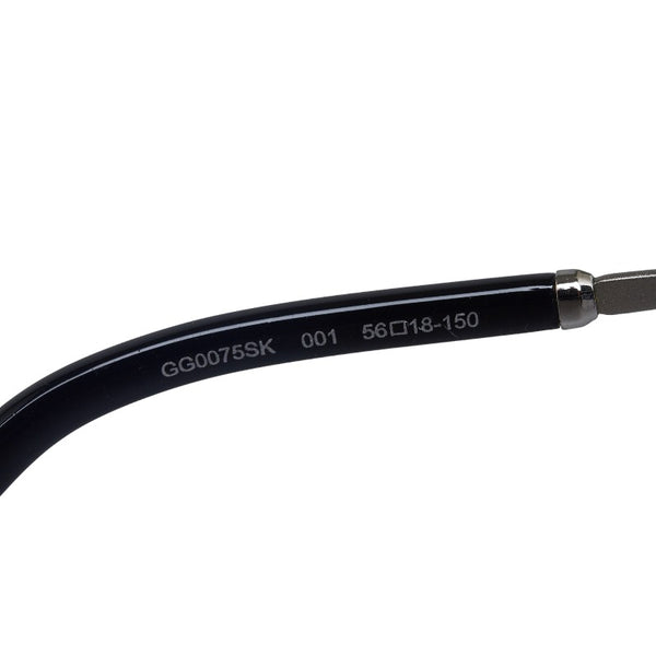 グッチ アジアンフィット ウェリントン型 サングラス GG0075SK 001 ブラック シルバー メタル プラスチック レディース GUCCI 【中古】