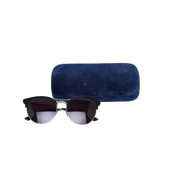 グッチ アジアンフィット ウェリントン型 サングラス GG0075SK 001 ブラック シルバー メタル プラスチック レディース GUCCI 【中古】