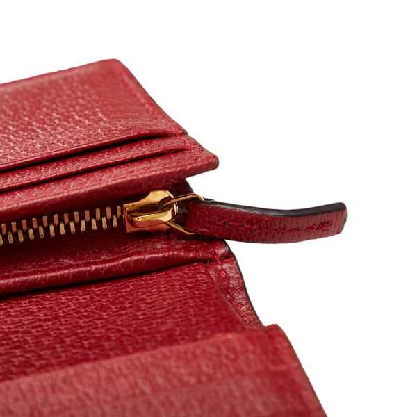 グッチ オフィディアGG フローラ 二つ折り財布 ベージュ レッド PVC レザー レディース GUCCI 【中古】