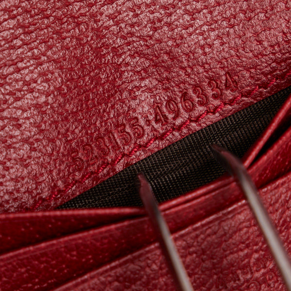 グッチ オフィディアGG フローラ 二つ折り財布 ベージュ レッド PVC レザー レディース GUCCI 【中古】