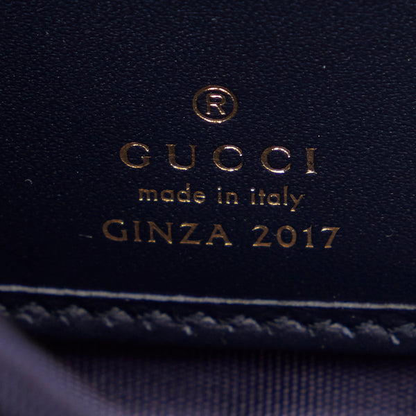 グッチ シルヴィ エンブロイダリー GINZA 2017 長財布 ラウンドファスナー 476083 ネイビー マルチカラー レザー レディース GUCCI 【中古】
