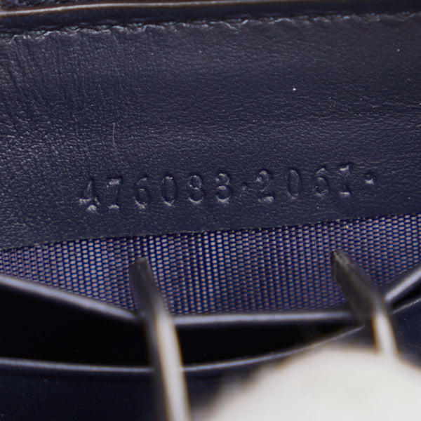 グッチ シルヴィ エンブロイダリー GINZA 2017 長財布 ラウンドファスナー 476083 ネイビー マルチカラー レザー レディース GUCCI 【中古】