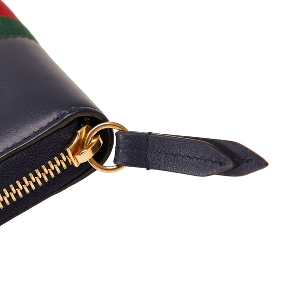 グッチ シルヴィ エンブロイダリー GINZA 2017 長財布 ラウンドファスナー 476083 ネイビー マルチカラー レザー レディース GUCCI 【中古】