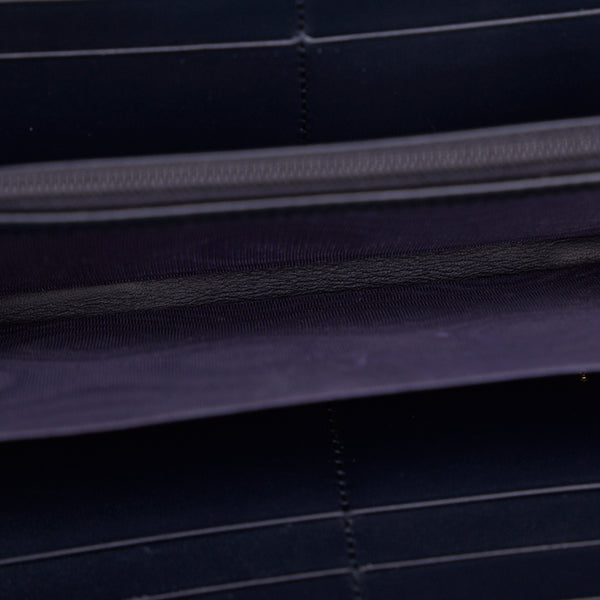 グッチ シルヴィ エンブロイダリー GINZA 2017 長財布 ラウンドファスナー 476083 ネイビー マルチカラー レザー レディース GUCCI 【中古】