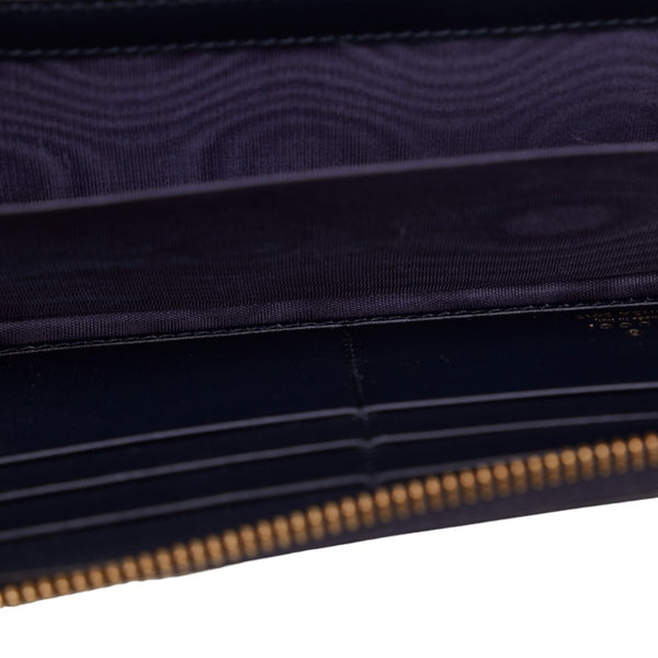 グッチ シルヴィ エンブロイダリー GINZA 2017 長財布 ラウンドファスナー 476083 ネイビー マルチカラー レザー レディース GUCCI 【中古】