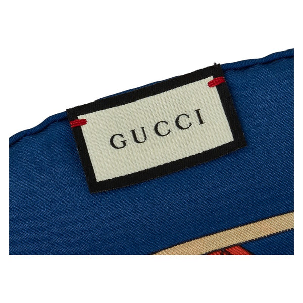 グッチ GG 総柄 スカーフ ブルー レッド マルチカラー シルク レディース GUCCI 【中古】