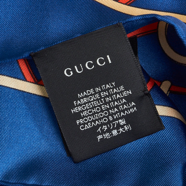グッチ GG 総柄 スカーフ ブルー レッド マルチカラー シルク レディース GUCCI 【中古】