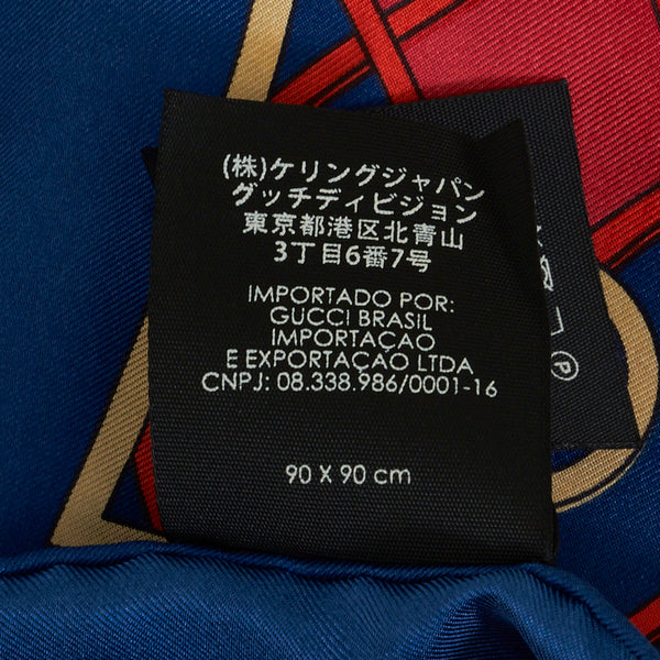 グッチ GG 総柄 スカーフ ブルー レッド マルチカラー シルク レディース GUCCI 【中古】