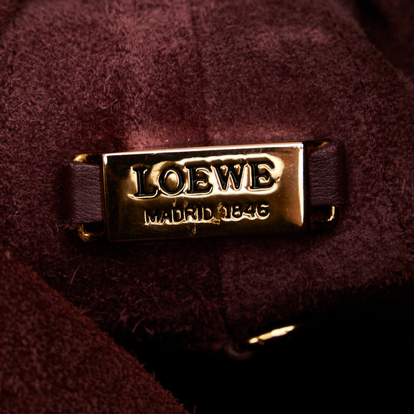 ロエベ アナグラム アントン ゴールド金具 斜め掛け ショルダーバッグ ボルドー ワインレッド レザー レディース LOEWE 【中古】
