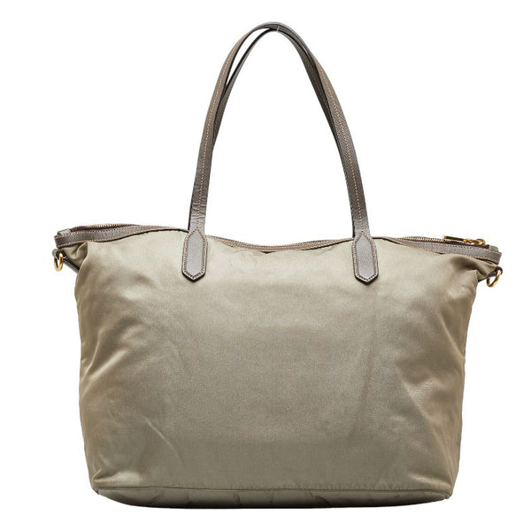 プラダ ゴールド金具 ハンドバッグ ショルダーバッグ 2WAY カーキ グレー ナイロン レザー レディース PRADA 【中古】
