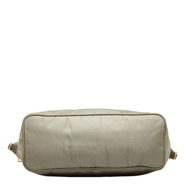 プラダ ゴールド金具 ハンドバッグ ショルダーバッグ 2WAY カーキ グレー ナイロン レザー レディース PRADA 【中古】