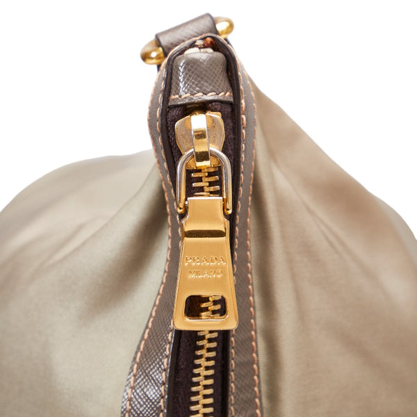 プラダ ゴールド金具 ハンドバッグ ショルダーバッグ 2WAY カーキ グレー ナイロン レザー レディース PRADA 【中古】