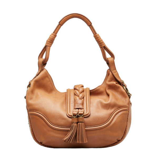 バーバリー ブルーレーベル タッセル ハンドバッグ ブラウン レザー レディース BURBERRY 【中古】
