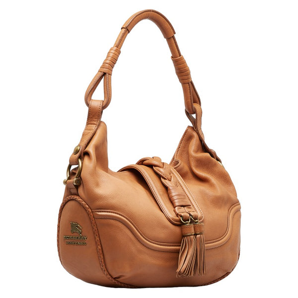 バーバリー ブルーレーベル タッセル ハンドバッグ ブラウン レザー レディース BURBERRY 【中古】