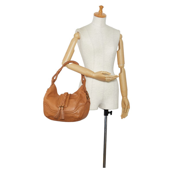 バーバリー ブルーレーベル タッセル ハンドバッグ ブラウン レザー レディース BURBERRY 【中古】
