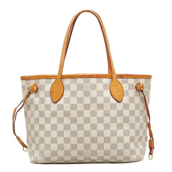 ルイ ヴィトン ダミエ アズール ネヴァーフルPM トートバッグ ショルダーバッグ N51110 ホワイト PVC レザー レディース LOUIS VUITTON 【中古】
