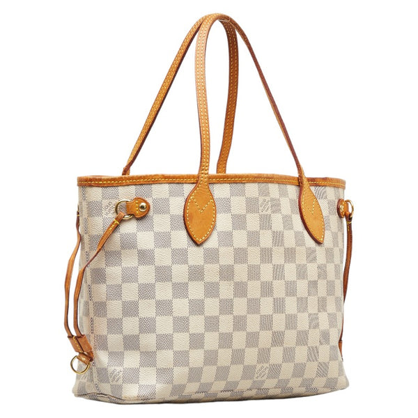 ルイ ヴィトン ダミエ アズール ネヴァーフルPM トートバッグ ショルダーバッグ N51110 ホワイト PVC レザー レディース LOUIS VUITTON 【中古】