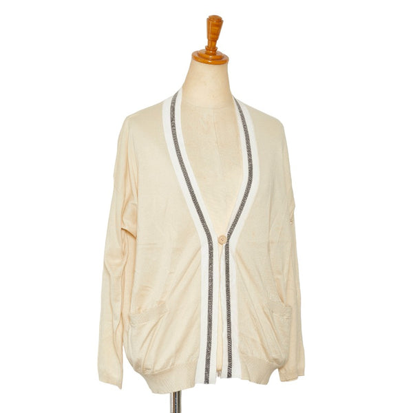 ブルネロクチネリ ビジュー カーディガン ベージュ ホワイト コットン レディース Brunello Cucinelli 【中古】
