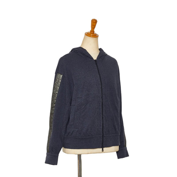 ブルネロクチネリ ビジュー サイドライン パーカー ブルー コットン レディース Brunello Cucinelli 【中古】