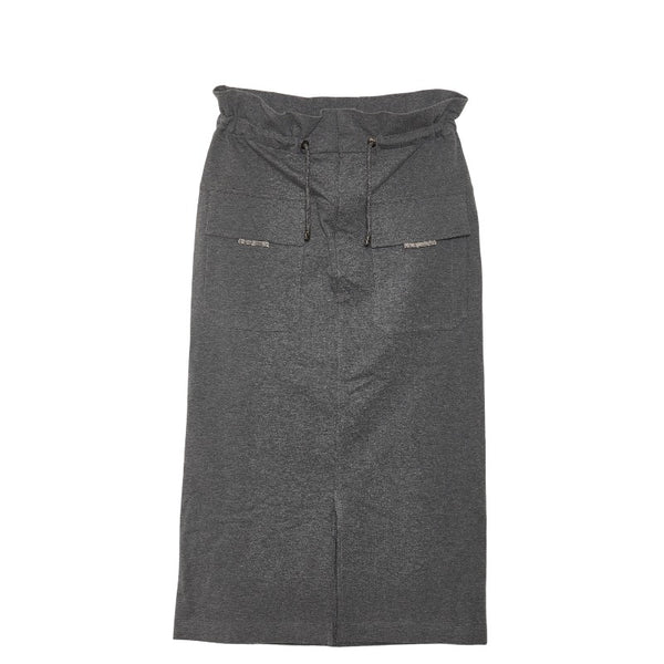 ブルネロクチネリ ビジュー ストレッチ スカート グレー コットン レディース Brunello Cucinelli 【中古】